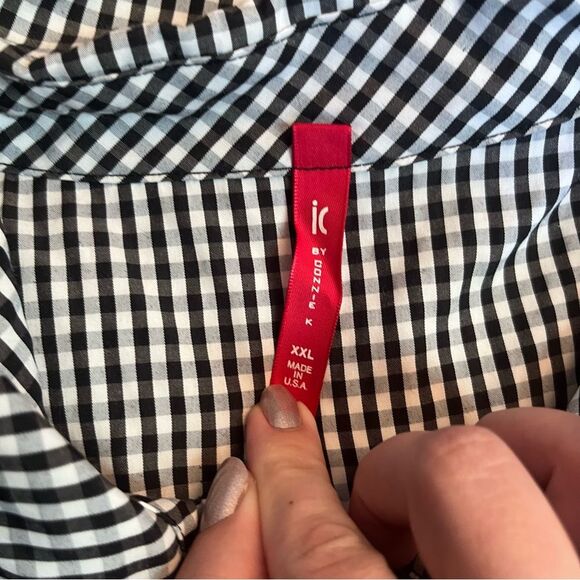 IC By Connie K Black White Gingham Button-Up Shirt Size XXL - Picture 3 of 6